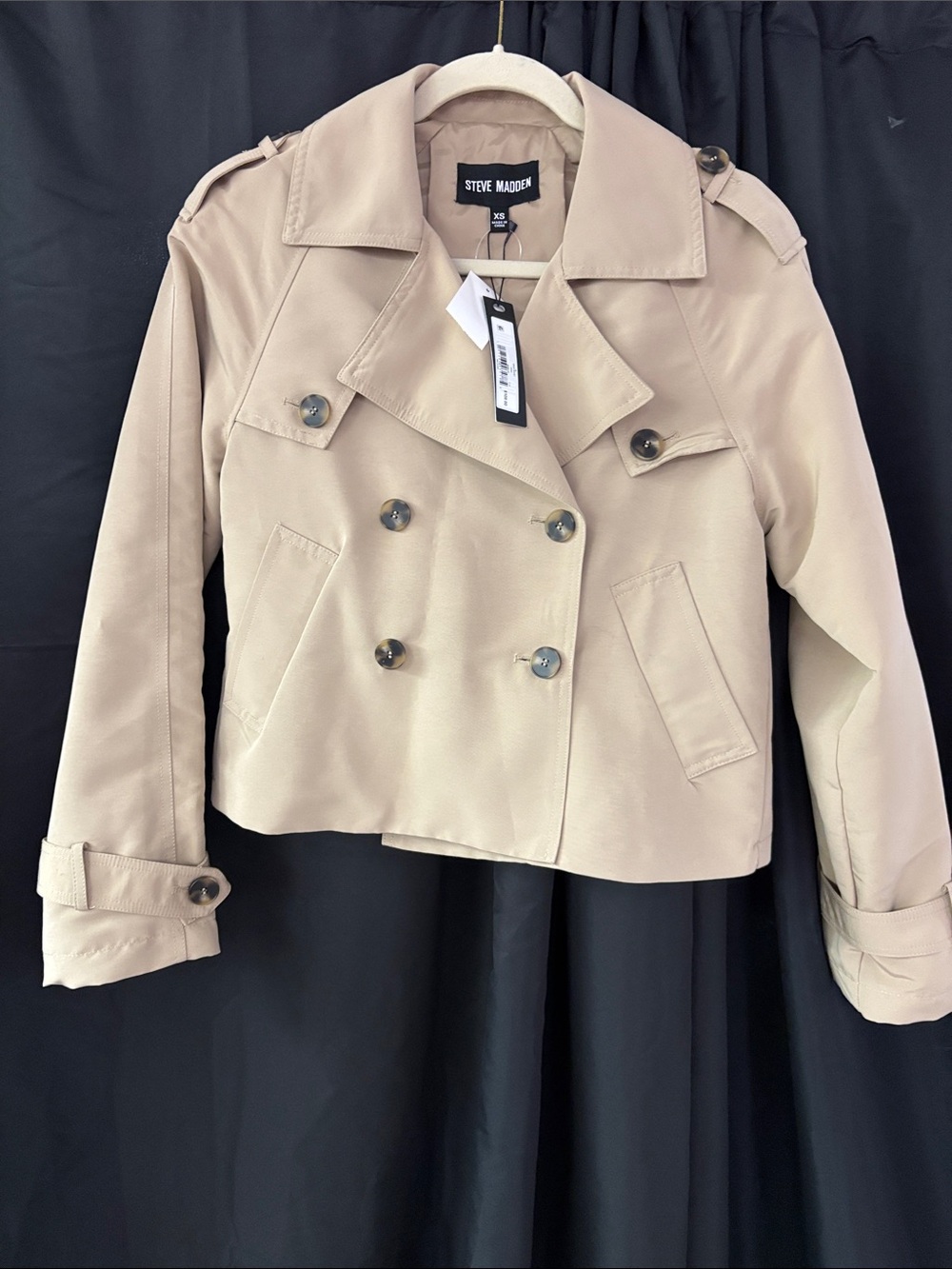 Steve Madden Cropped Trench Jacket in Beige